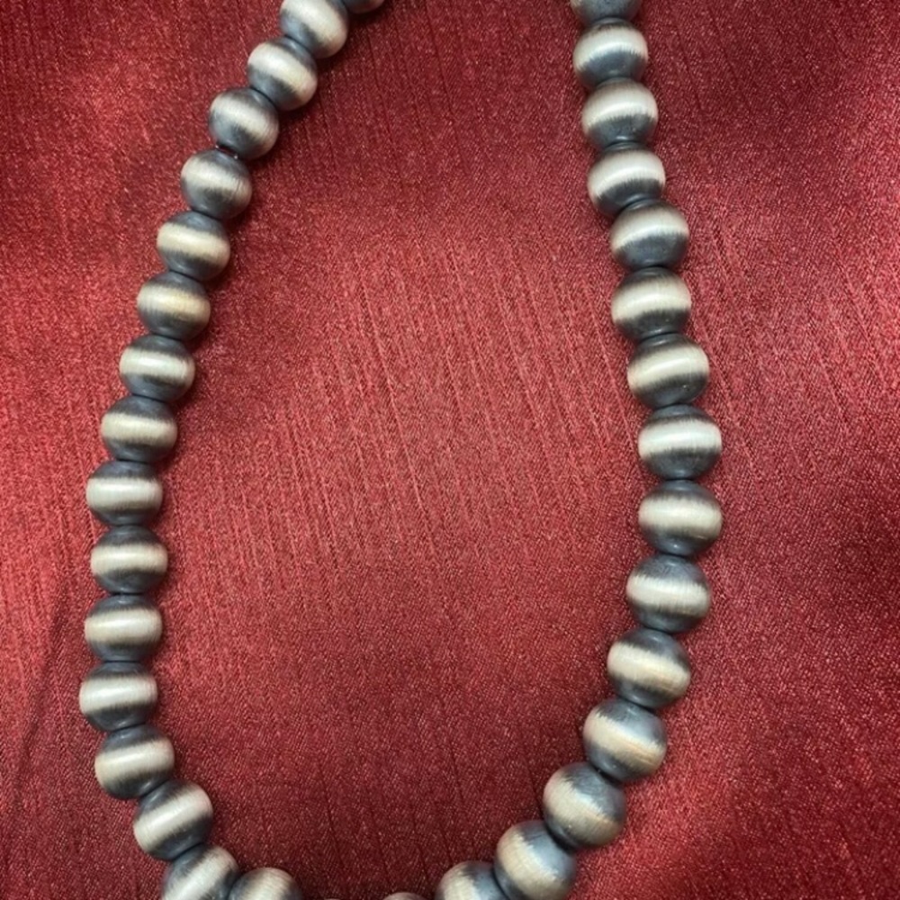 Sterling Silver 11 mm Bead Necklace - Picture 3 of 10